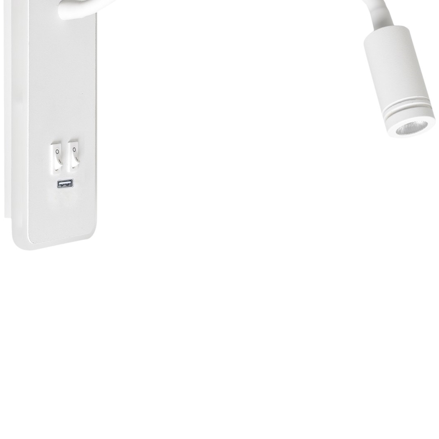LED Joustava wall pieni lamppu kanssa USB BASE 1xLED/8W+1xLED/2W/230V valkoinen