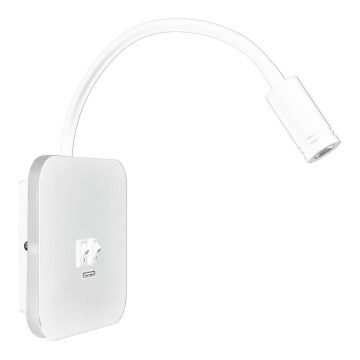 LED Joustava wall pieni lamppu kanssa USB BASE 1xLED/8W + 1xLED/2W/230V valkoinen