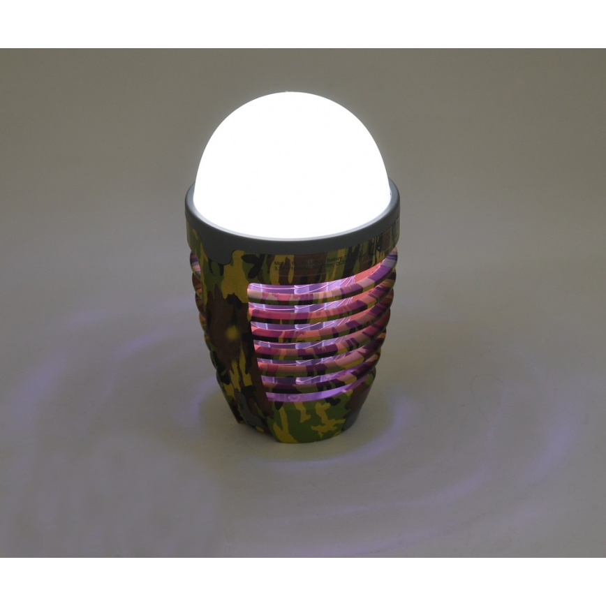 LED Kannettava ladattava lamppu, jossa hyönteisloukku LED/2W/3,7V 1800 mAh IPX4 camouflage