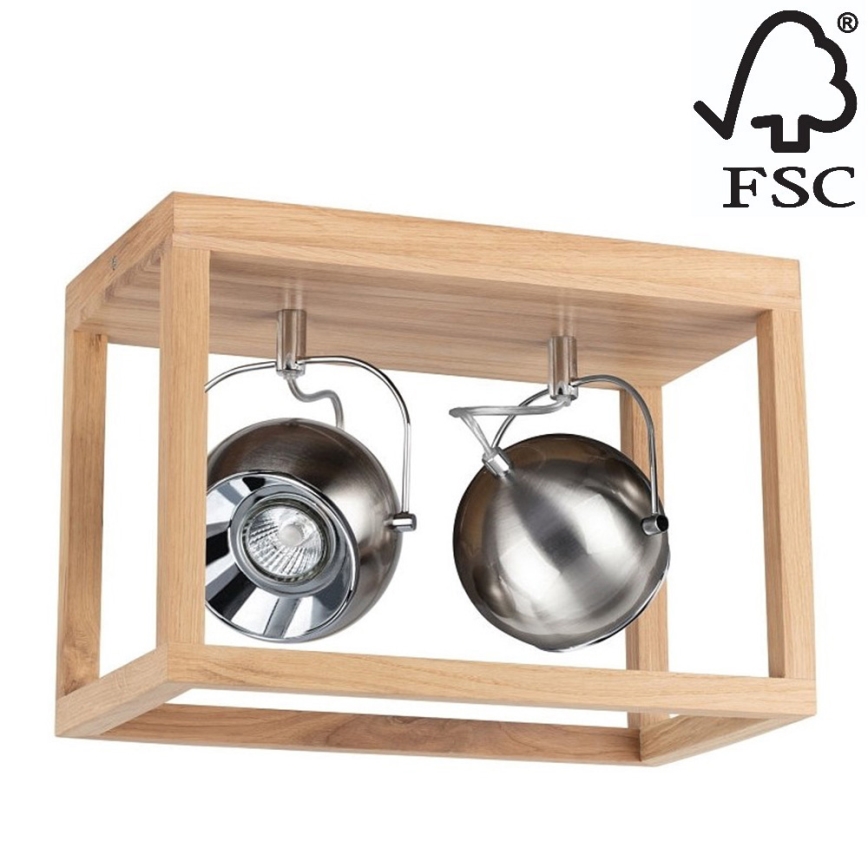 LED-kattoalaisin ROY 2xGU10/5W/230V matta tammi - FSC-sertifioitu