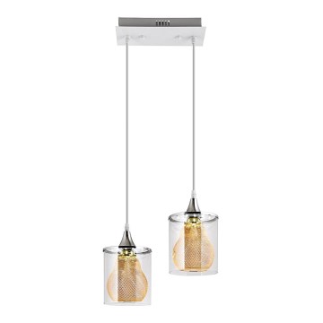 LED-kattokruunu johdossa 2xLED/5W/230V valkoinen/läpinäkyvä
