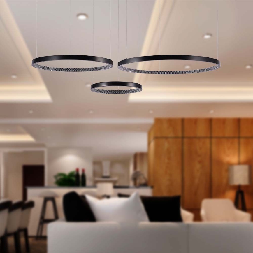 LED-kattokruunu johdossa 3xLED/19W/230V 4000K musta