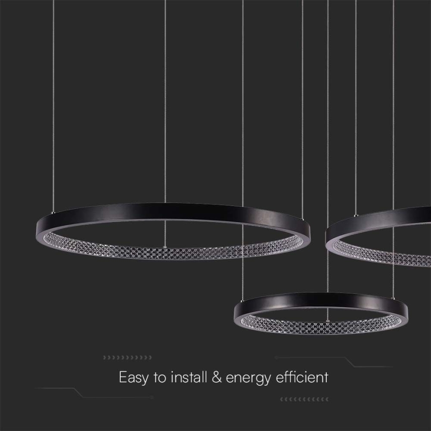 LED-kattokruunu johdossa 3xLED/19W/230V 4000K musta