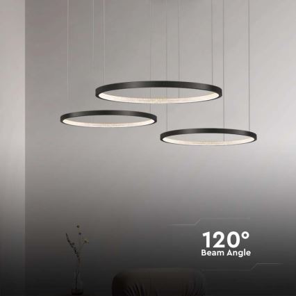LED-kattokruunu johdossa 3xLED/19W/230V 4000K musta