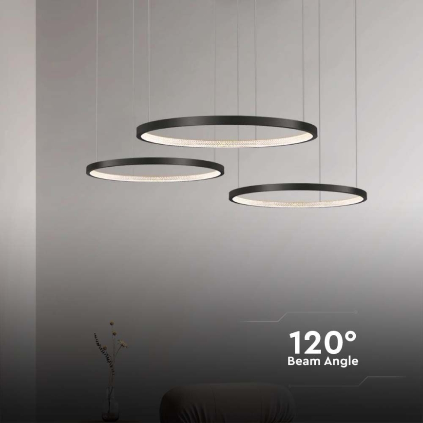 LED-kattokruunu johdossa 3xLED/19W/230V 4000K musta