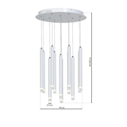 LED-kattokruunu johdossa ALBA 12xLED/1W/230V valkoinen