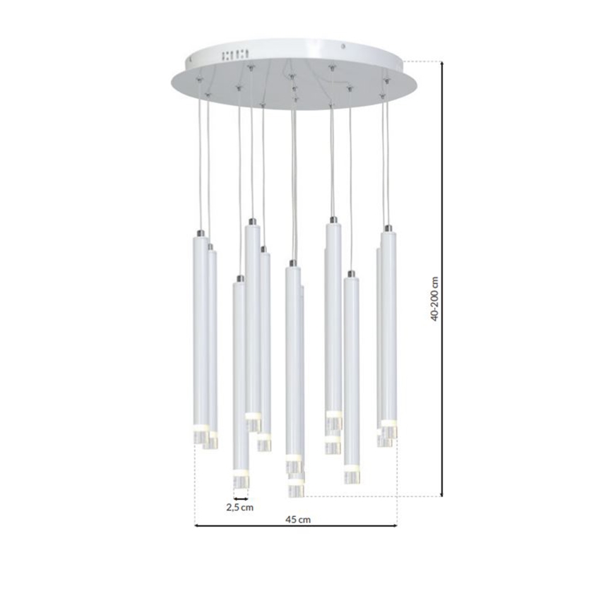 LED-kattokruunu johdossa ALBA 12xLED/1W/230V valkoinen