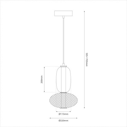 LED-kattokruunu johdossa ARAME LED/15W/230V halkaisija 22 cm musta