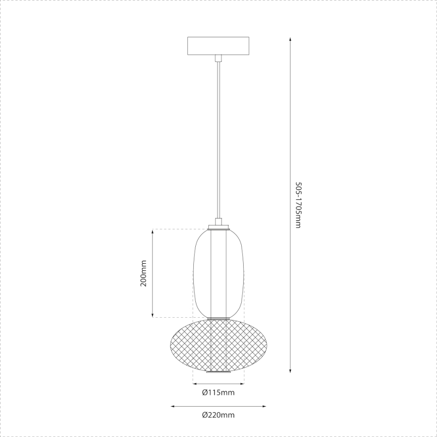 LED-kattokruunu johdossa ARAME LED/15W/230V halkaisija 22 cm musta