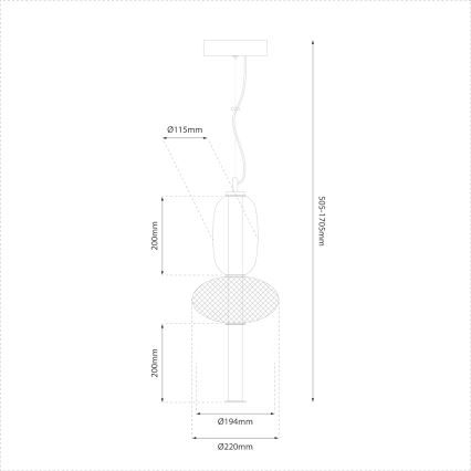 LED-kattokruunu johdossa ARAME LED/23W/230V halkaisija 22 cm musta