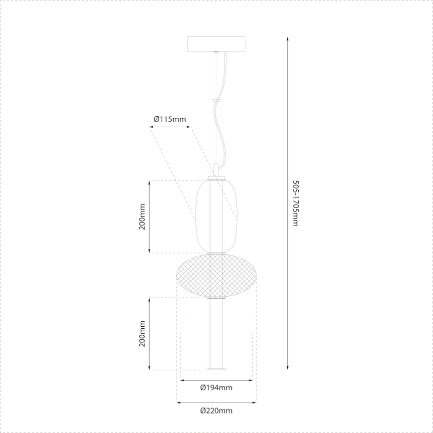 LED-kattokruunu johdossa ARAME LED/23W/230V halkaisija 22 cm musta