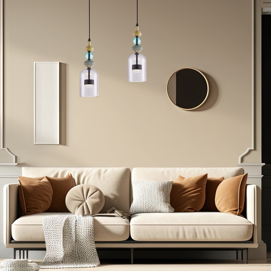 LED-kattokruunu johdossa ARTE LED/12W/230V halkaisija 13 cm musta