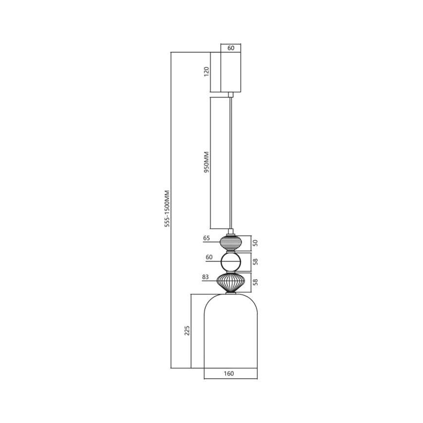 LED-kattokruunu johdossa ARTE LED/12W/230V halkaisija 16 cm musta