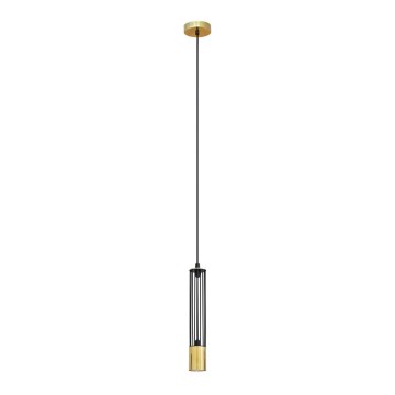 LED Kattokruunu johdossa BARS 1xGU10/4,8W/230V musta/kultainen