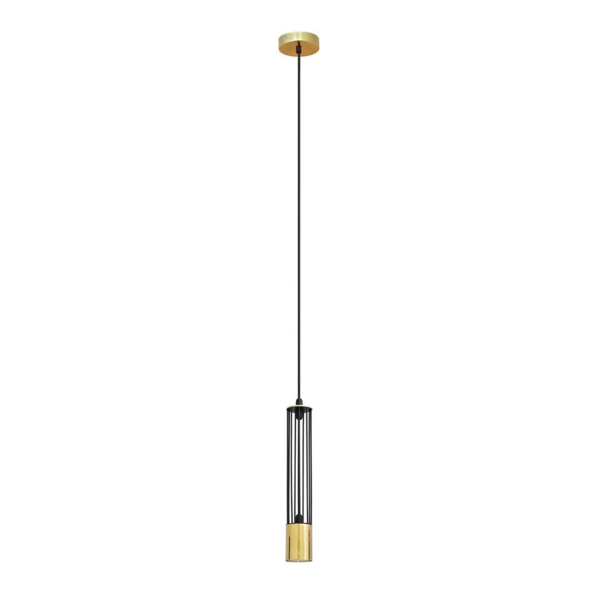 LED Kattokruunu johdossa BARS 1xGU10/4,8W/230V musta/kultainen