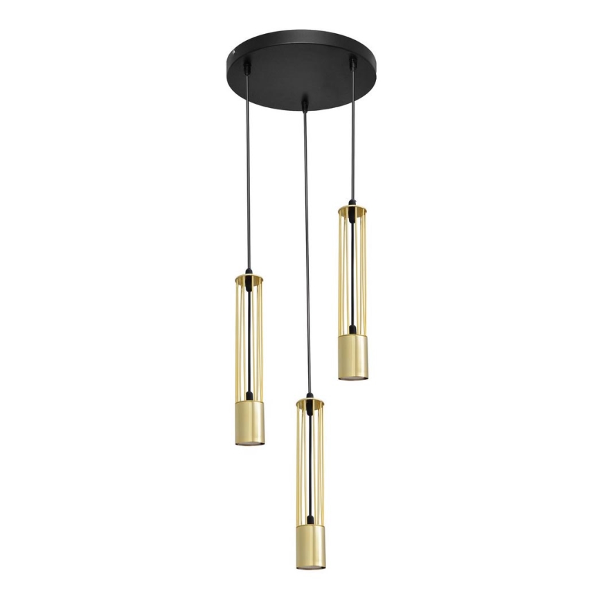 LED Kattokruunu johdossa BARS 3xGU10/4,8W/230V kultainen/musta