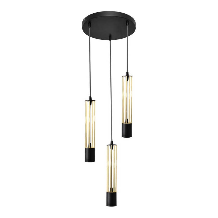 LED-kattokruunu johdossa BARS 3xGU10/4,8W/230V musta/kulta