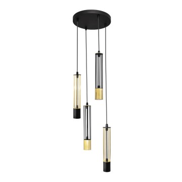 LED Kattokruunu johdossa BARS 4xGU10/4,8W/230V musta/kulta