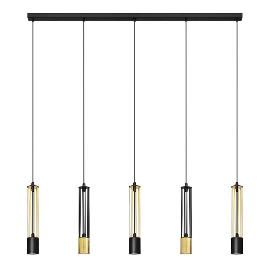 LED Kattokruunu johdossa BARS 5xGU10/4,8W/230V musta/kultainen