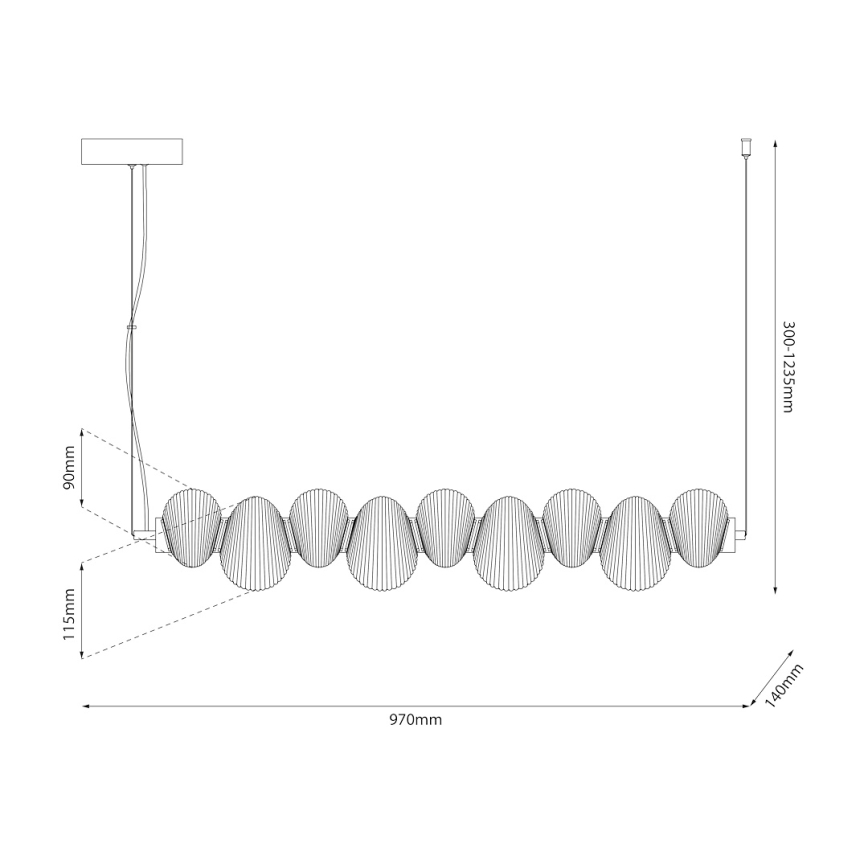 LED-kattokruunu johdossa BOLLA LED/32W/230V kulta/savuinen
