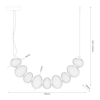 LED-kattokruunu johdossa BOLLA LED/36W/230V kulta/savuinen