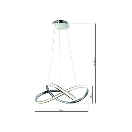 LED-kattokruunu johdossa CAPPIO LED/36W/230V kiiltävä kromi