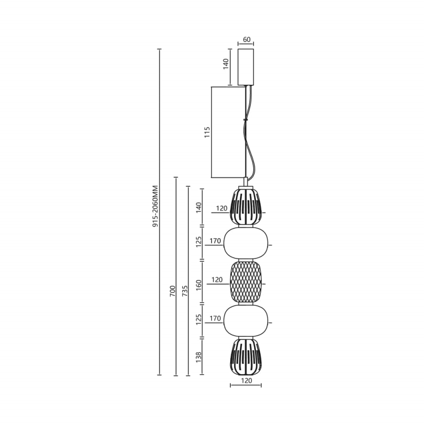 LED-kattokruunu johdossa CARO LED/40W/230V kulta