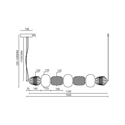 LED-kattokruunu johdossa CARO LED/42W/230V kiiltävä kromi