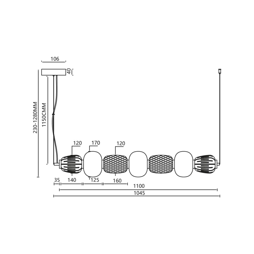 LED-kattokruunu johdossa CARO LED/42W/230V kulta