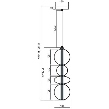 LED-kattokruunu johdossa DAPHNE LED/36W/230V harmaa