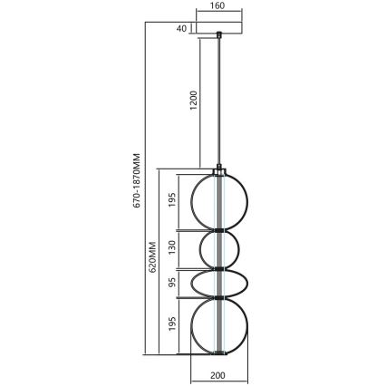 LED-kattokruunu johdossa DAPHNE LED/36W/230V kulta