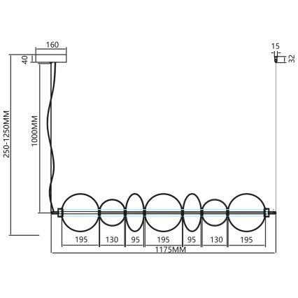 LED-kattokruunu johdossa DAPHNE LED/40W/230V kulta
