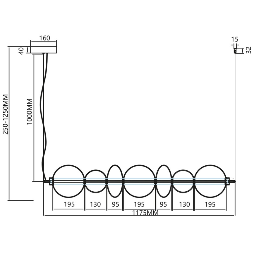 LED-kattokruunu johdossa DAPHNE LED/40W/230V kulta
