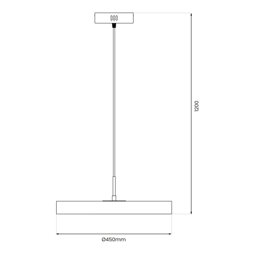 LED-kattokruunu johdossa DISC LED/38W/230V halkaisija 45 cm musta