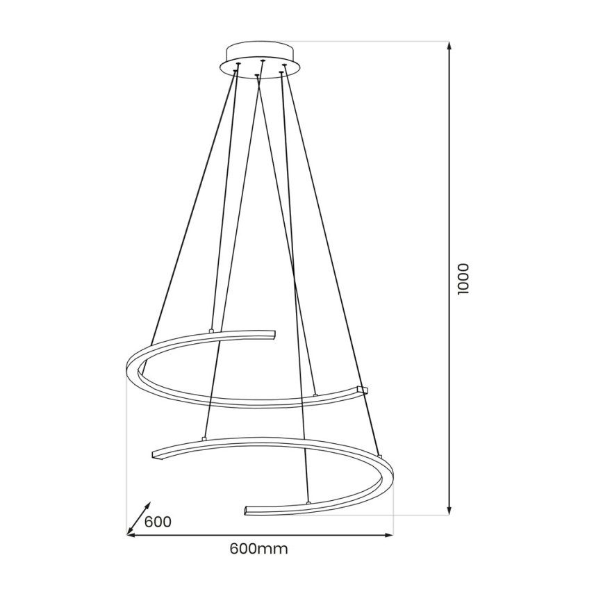 LED-kattokruunu johdossa DOUBLEMOON LED/30W/230V musta