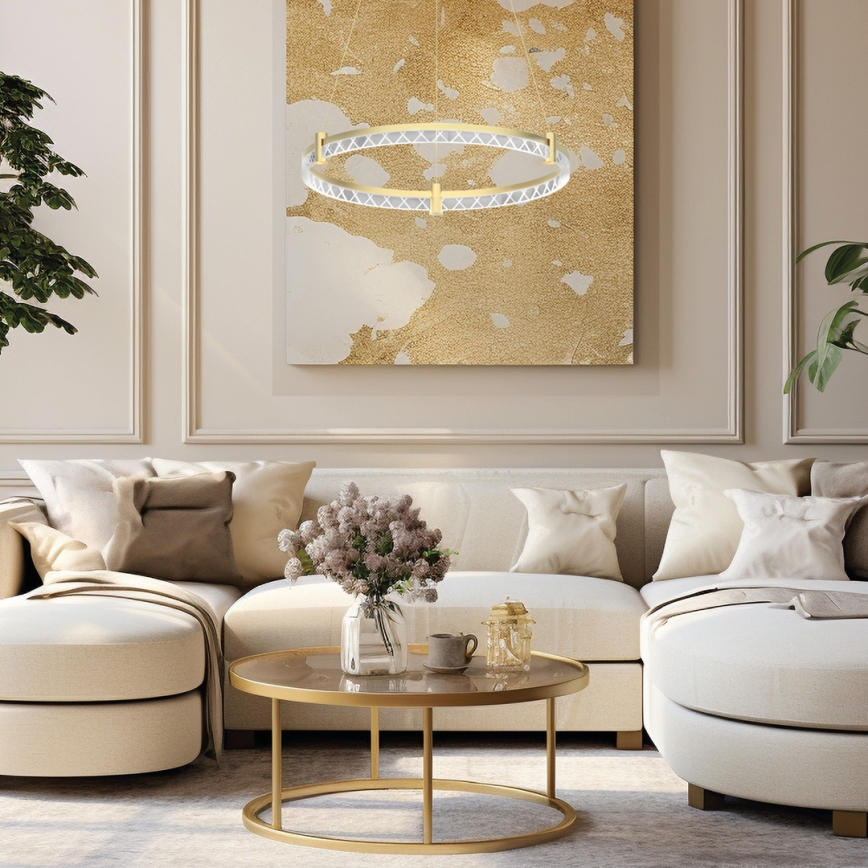 LED-kattokruunu johdossa ELEGANCE LED/36W/230V halkaisija 60 cm kulta