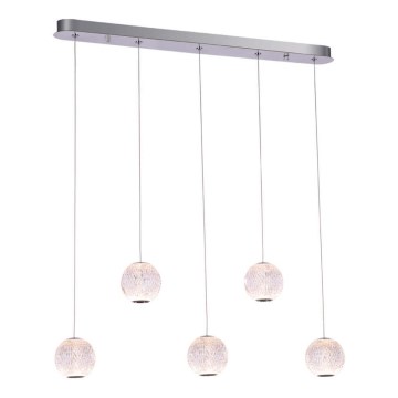 LED-kattokruunu johdossa ESMOND 5xLED/4,8W/230V kiiltävä kromi