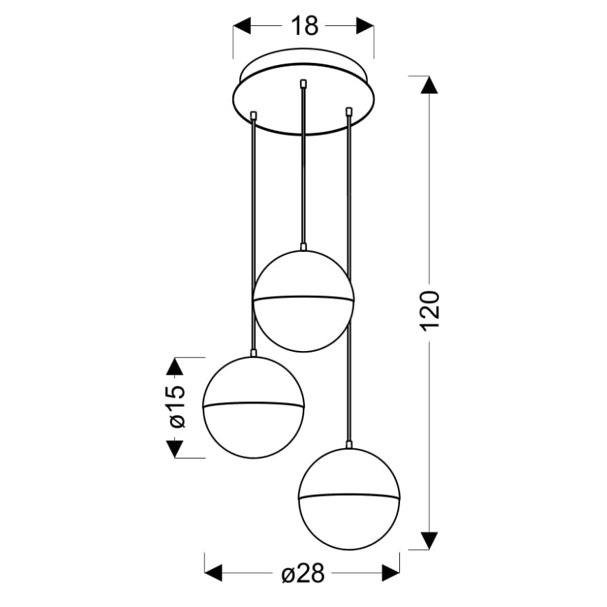 LED Kattokruunu johdossa FURNI 3xLED/5W/230V kulta
