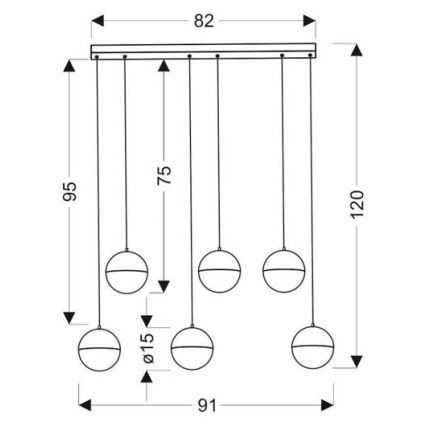 LED Kattokruunu johdossa FURNI 6xLED/5W/230V