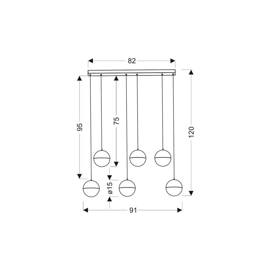 LED Kattokruunu johdossa FURNI 6xLED/5W/230V