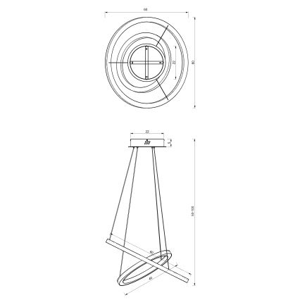 LED-kattokruunu johdossa GALAXIA LED/46W/230V kultainen