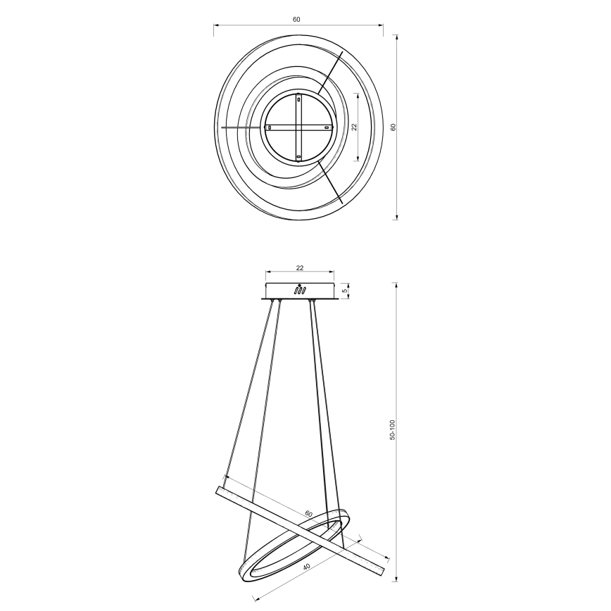 LED-kattokruunu johdossa GALAXIA LED/46W/230V kultainen