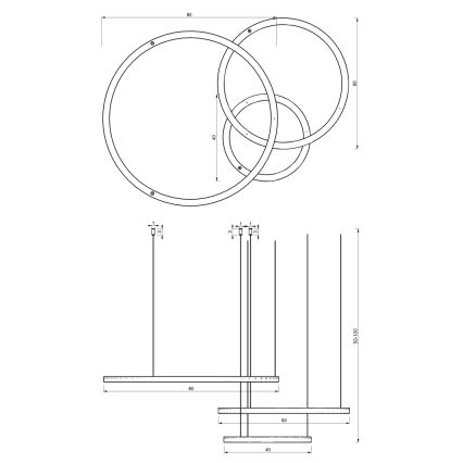 LED-kattokruunu johdossa GALAXIA LED/85W/230V musta