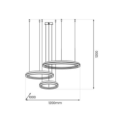 LED-kattokruunu johdossa GRAVITY LED/108W/230V musta
