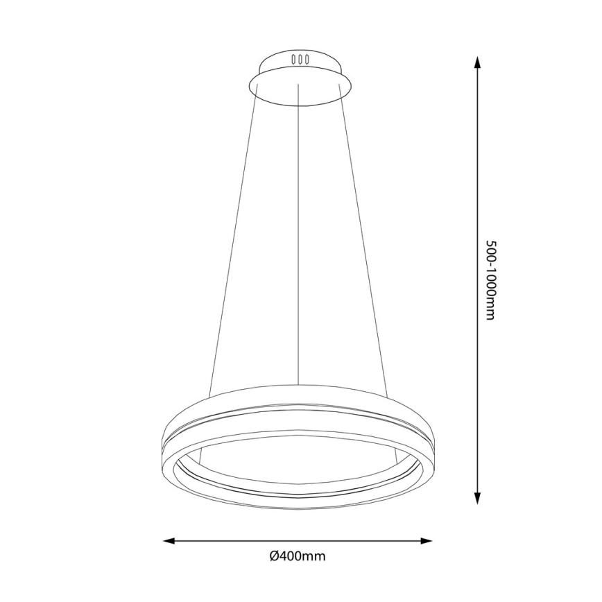 LED-kattokruunu johdossa GRAVITY LED/36W/230V musta