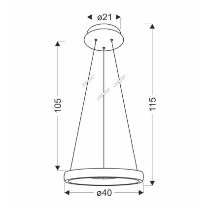 LED-kattokruunu johdossa HASHIM LED/22W/230V halkaisija 40 cm kupari