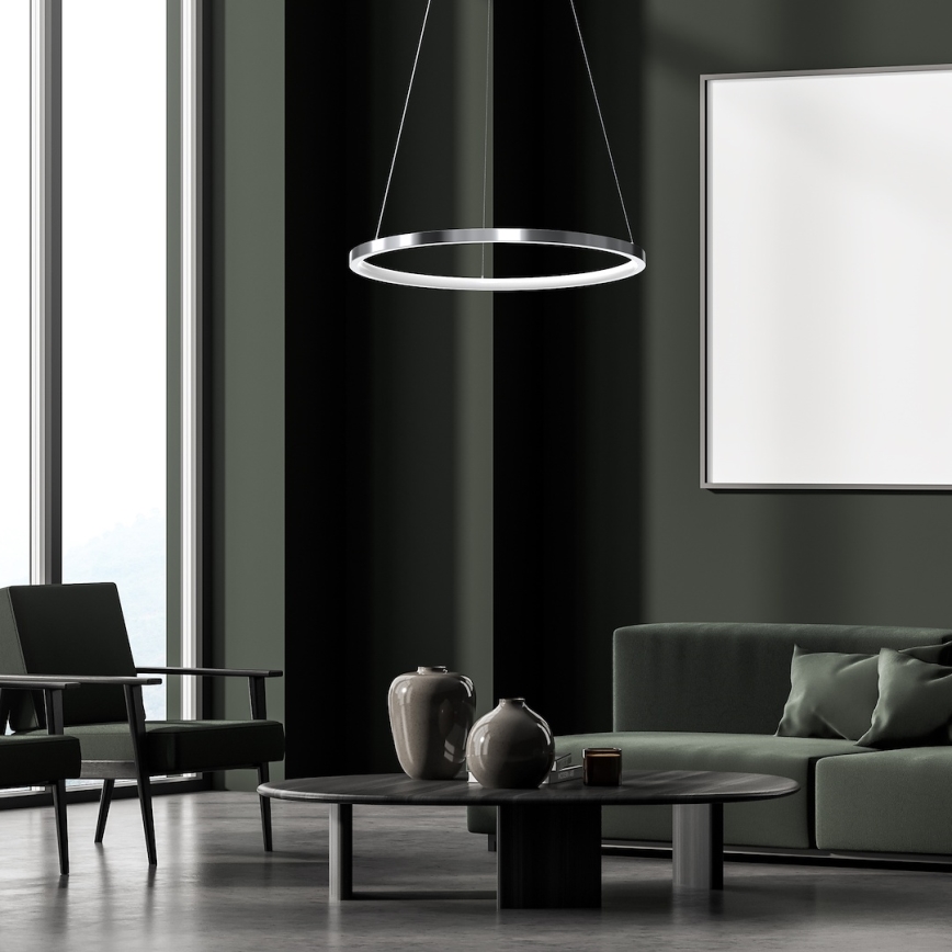 LED-kattokruunu johdossa HOOP LED/27W/230V halkaisija 50 cm 4000K kiiltävä kromi