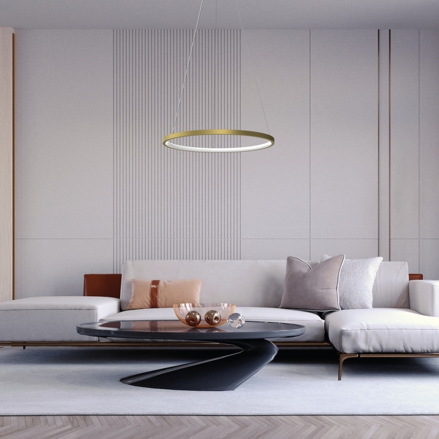 LED-kattokruunu johdossa HOOP LED/27W/230V halkaisija 50 cm 4000K kulta