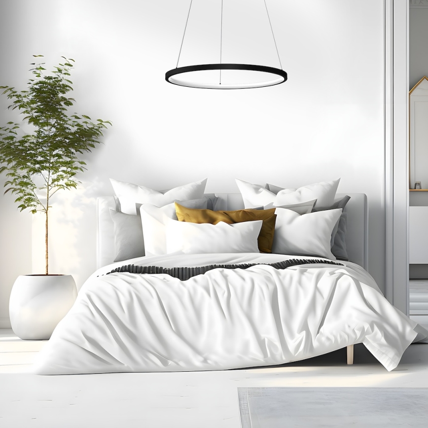 LED-kattokruunu johdossa HOOP LED/27W/230V halkaisija 50 cm 4000K musta