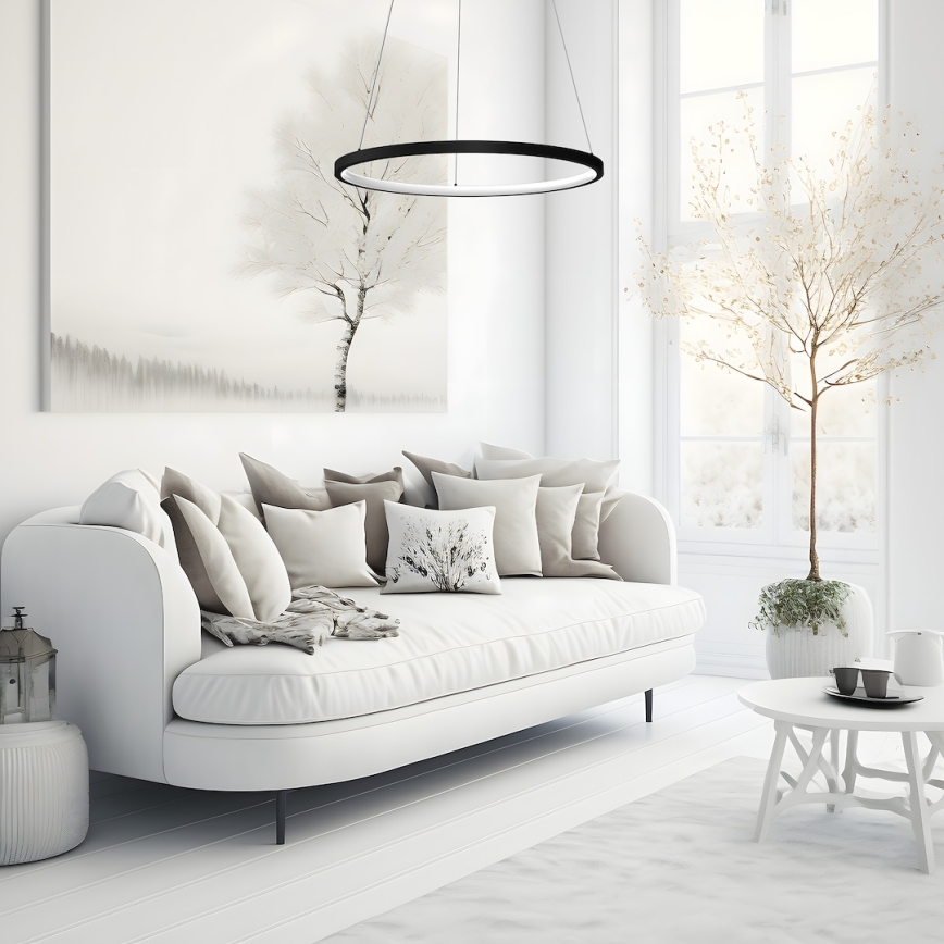 LED-kattokruunu johdossa HOOP LED/27W/230V halkaisija 50 cm 4000K musta